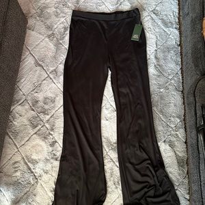 black flare pants, could be used as swim suit cover up.